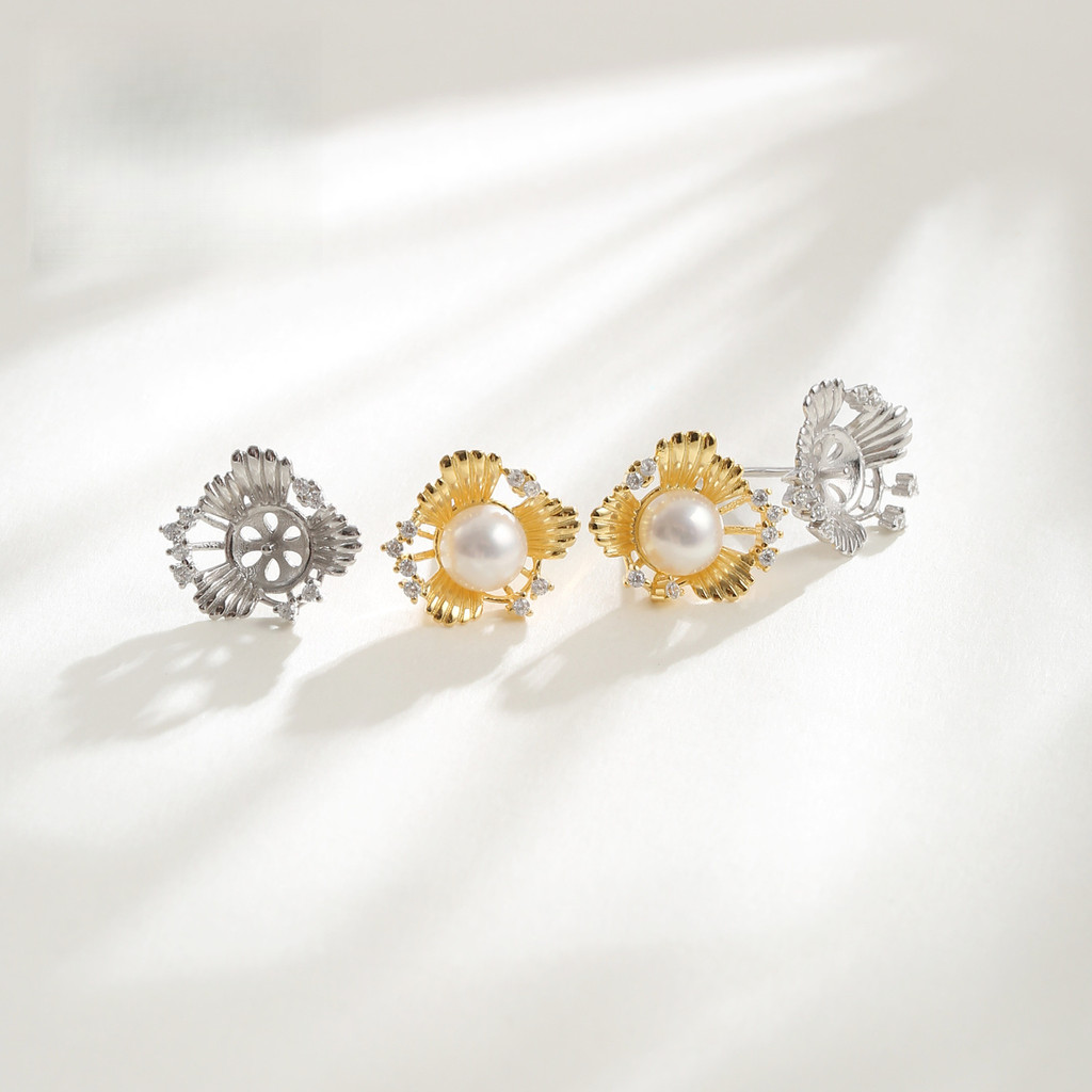 S925 เงินสเตอร์ลิง S92 เงินสเตอร์ลิง Daisy Stud ต่างหูอุปกรณ์เสริมฐานสนับสนุนเข็มคอนซีลเลอร์ DIY ต่า