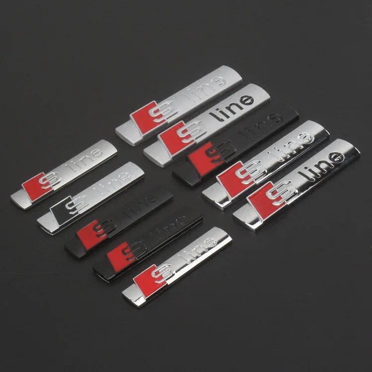 2 ชิ้น 3D ABS Chrome สีดํา Sline โลโก้ SLine Emblem รถ Fender Badge สําหรับ Audi A3 A4 A5 A6 A7 Q2 Q