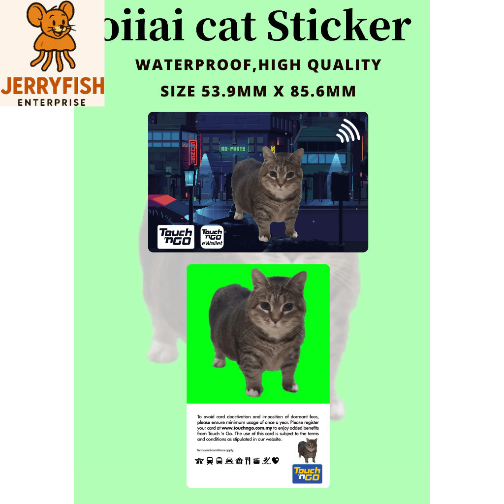 Oiiai cat Touch and go Sticker - สติ๊กเกอร์การ์ด/Touch n Go Card Sticker Cover