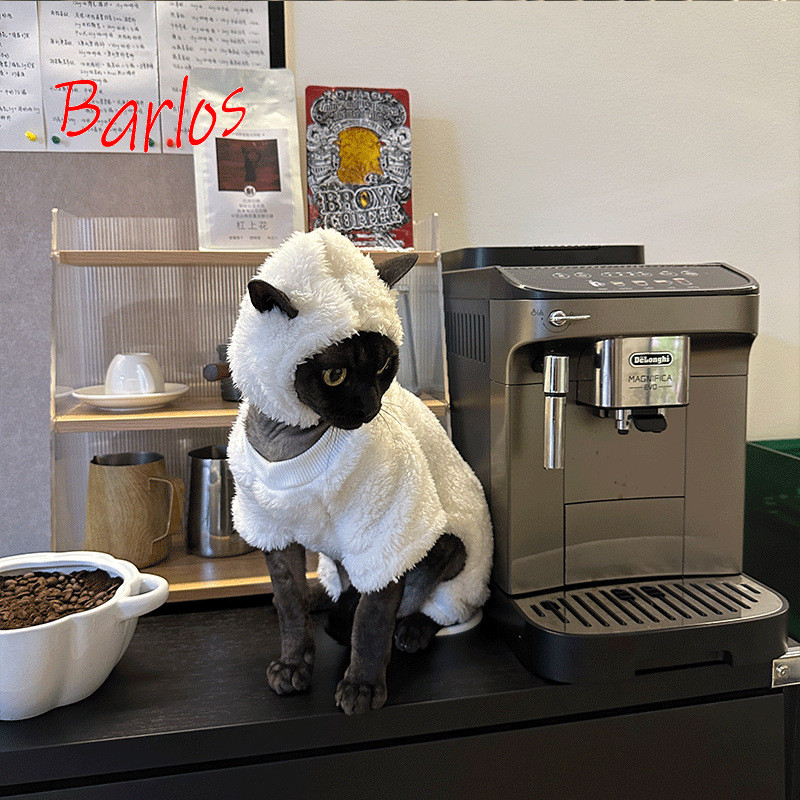 [จัดส่งที่รวดเร็ว] Lamb Sean Woolless Cat เสื้อผ้าสี่ขาที่อบอุ่น Sphix เยอรมัน Cat Lamb ขนแกะสองด้าน