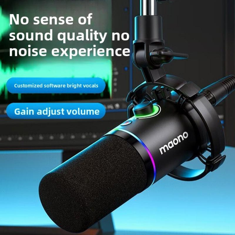 ไมโครโฟนไดนามิก Maono สําหรับคอมพิวเตอร์ถ่ายทอดสด การ์ดเสียงในตัว ไมโครโฟนแบบมีสาย PD200X