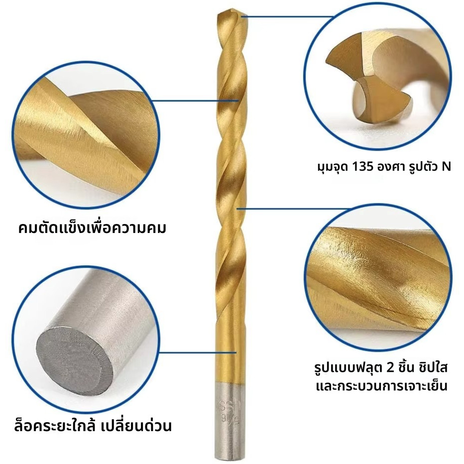 ชุดดอกสว่านเคลือบไทเทเนียม 99 ชิ้น ขนาด 1.5–10mm HSS ดอกสว่านเหล็กความเร็วสูง ใช้กับสว่านไฟฟ้า เจาะเหล็ก ไม้ พลาสติก - รูปที่ 5
