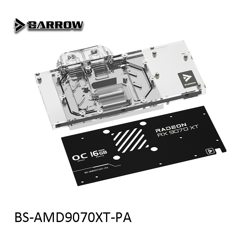 Barrow ครอบคลุมเต็มรูปแบบ GPU Water Block สําหรับ ASRock RX 9070 XT Taichi OC หม้อน้ําทองแดง BS-AMD9