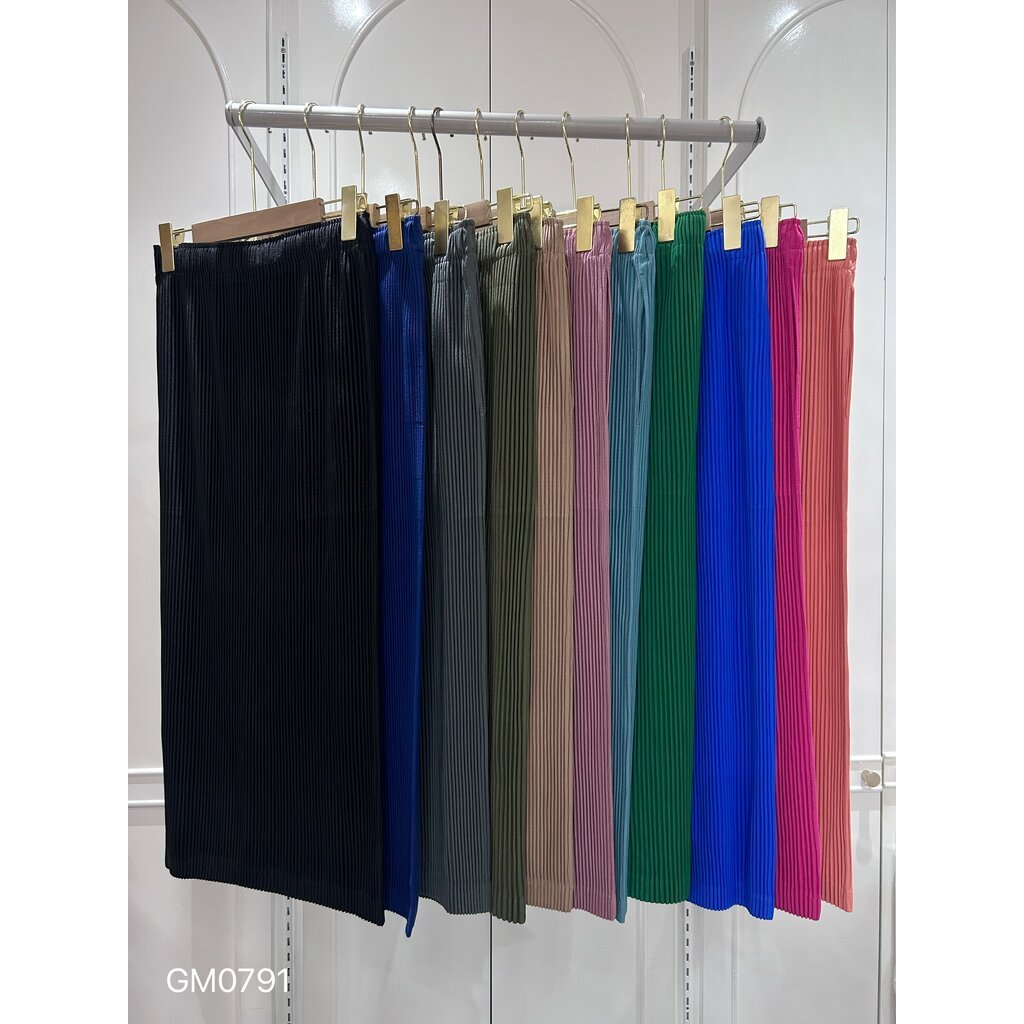 ยาว 32นิ้ว!! 2MUAY GM0791 กระโปรงอัดพลีทผ้าหนาทรงสอบ ไม่มีผ่า THICK PENCIL PLEATED SKIRT 11 สี FREE SIZE