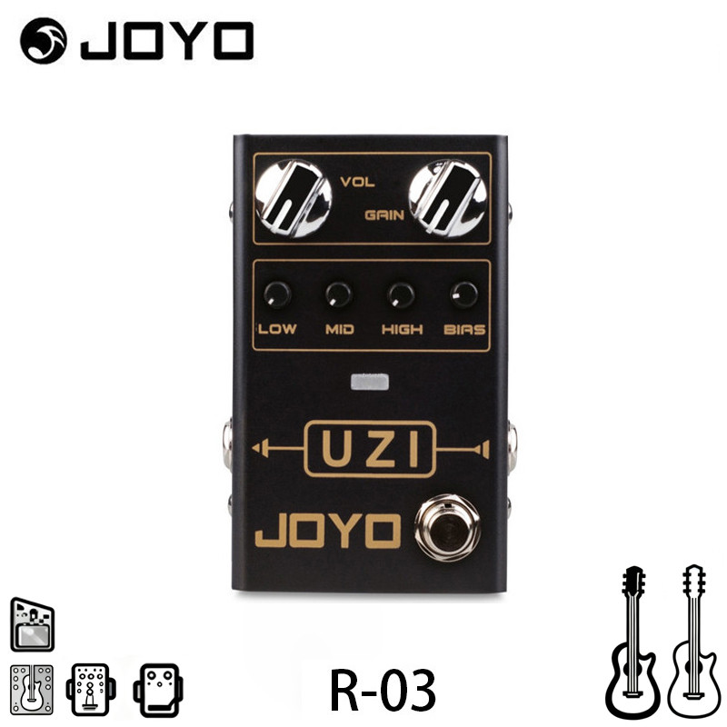 JOYO R-03 UZI Distortion กีตาร์สําหรับ Heavy Metal เพลง BIAS ลูกบิด True Bypass กีตาร์เบสอุปกรณ์เสริ
