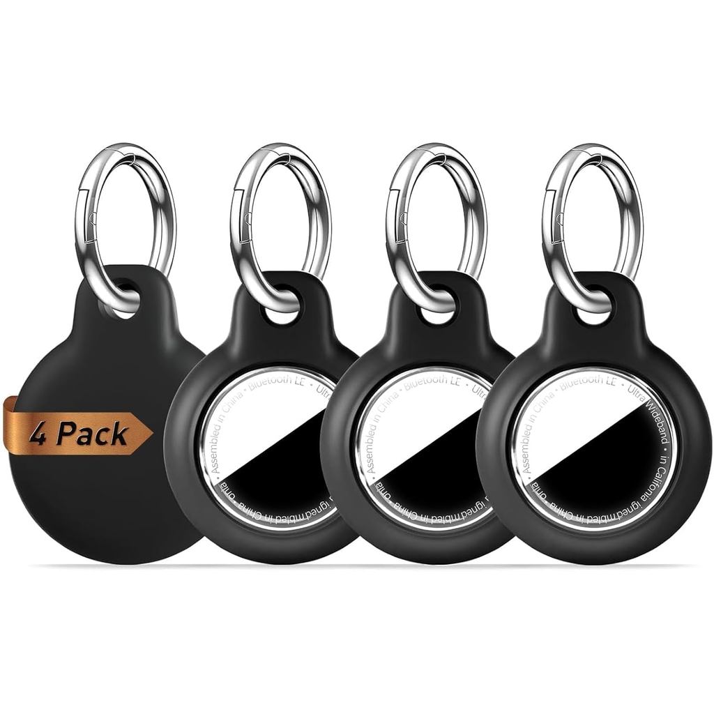 [4 แพ็ค] อัพเกรดสําหรับ Airtag Holder Case พร้อมพวงกุญแจ, กันน้ํา Anti-Scratch & Shock GPS Cover, พว