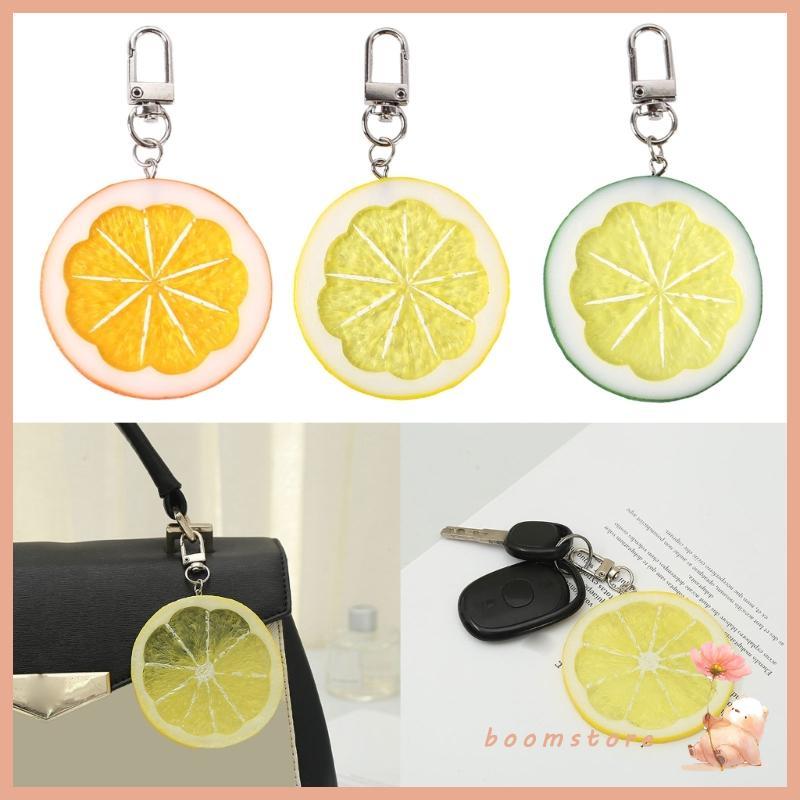Boom Lemon พวงกุญแจกระเป๋า Charm เรซิ่นผลไม้จี้แฟชั่นเครื่องประดับสําหรับผู้หญิงสาว