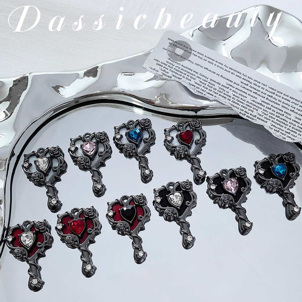 จี้หัวใจบิดกุหลาบสีเข้มสไตล์ย้อนยุค วัสดุ DIY แฮนด์เมด สร้อยข้อมือ สร้อยคอ ต่างหู เครื่องประดับเสื้อผ้า