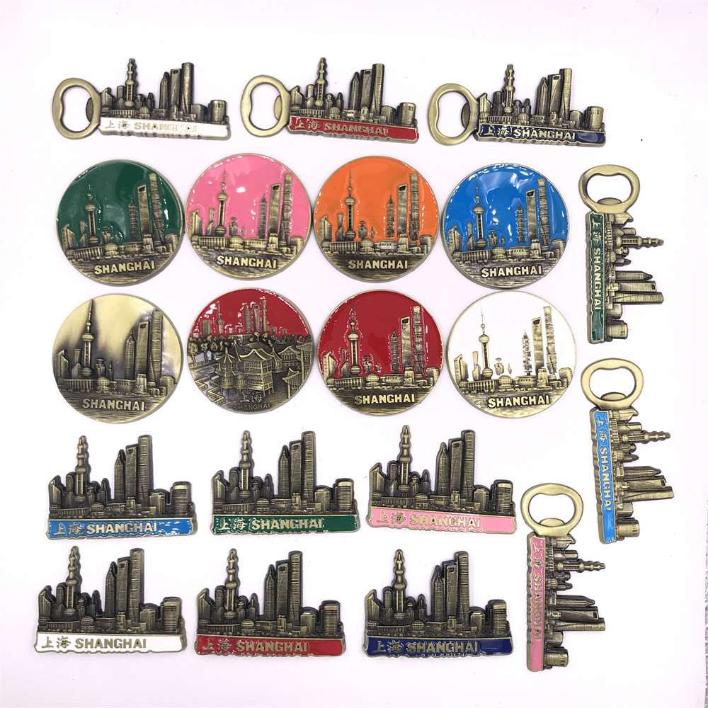 [ในสต็อก] แม่เหล็กติดตู้เย็นของที่ระลึกการเดินทางเซี่ยงไฮ้พร้อมที่เปิดขวด – Yuyuan Garden & Lujiazui