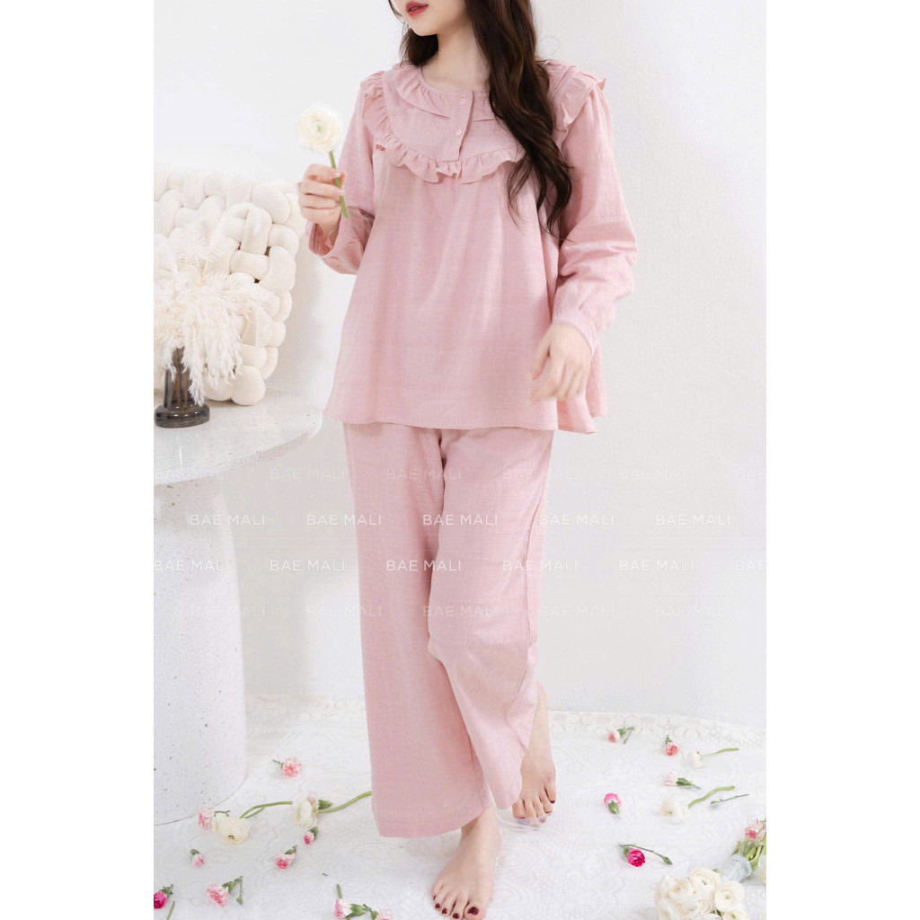 BAE MALI - ชุดอยู่บ้านคอปกแขนยาว SP368