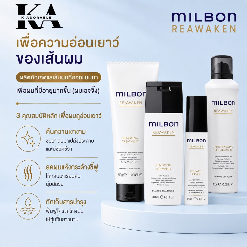 [มีส่งทันที!!] Milbon Reawaken แชมพู / ทรีทเม้นต์ ปลุกความอ่อนเยาว์ของเส้นผมและหนังศรีษะ