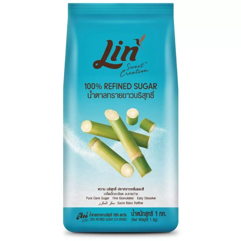 ลินน้ำตาลทรายขาวบริสุทธิ์ 1กก. Lin Refined White Sugar 1kg. [หมายเลขบาร์โค้ด 8859296300019 ]