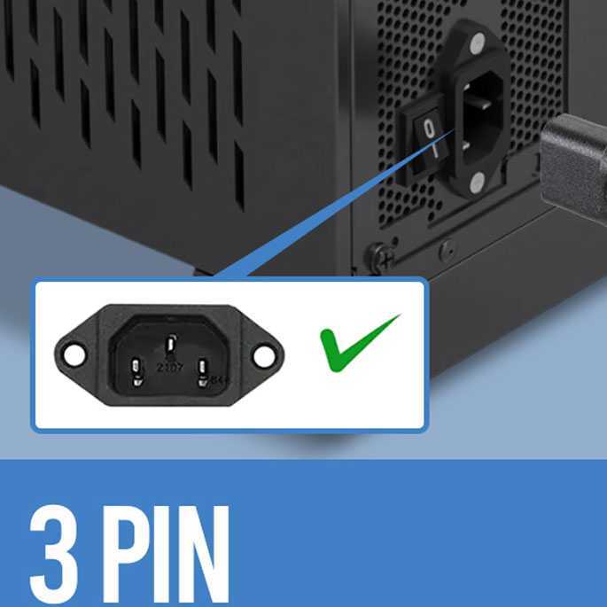 EASYDEALS HC PC Power Cable 3 Pin 16A 250V EU Plug IEC C13 1.5M - HC-10