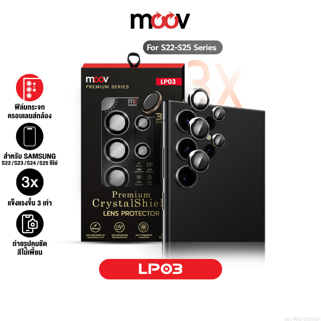 [ส่งไว] Moov LP03 แข็ง 3 เท่า ฟิล์มกระจก กันรอย เลนส์กล้อง Lens Protector For Samsung S22 S23 S24 S25