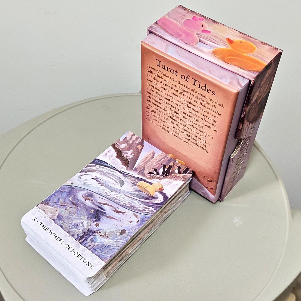 Tarot of Tides: The Adventures of A Duck Named Bob  Unique 78-Card Tarot Deck 12*7cm in hard Box - Double-embossed Cardstock
