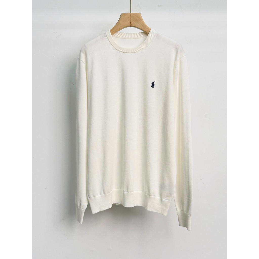 O4H3 RL Mens Pony ปักถักขนสัตว์รอบคอ Bottoming เสื้อ Merino ผ้าขนสัตว์ขนาด s