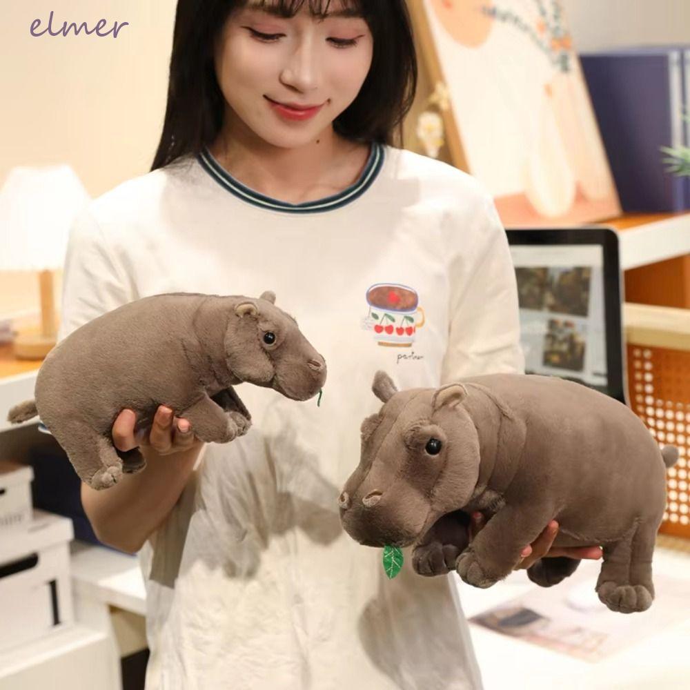 ELMER Hippo Plush Toy,Realistice จําลองตุ๊กตา Hippo ตุ๊กตา, Kawaii สไตล์การ์ตูนตุ๊กตา 20 ซม.Hippopot