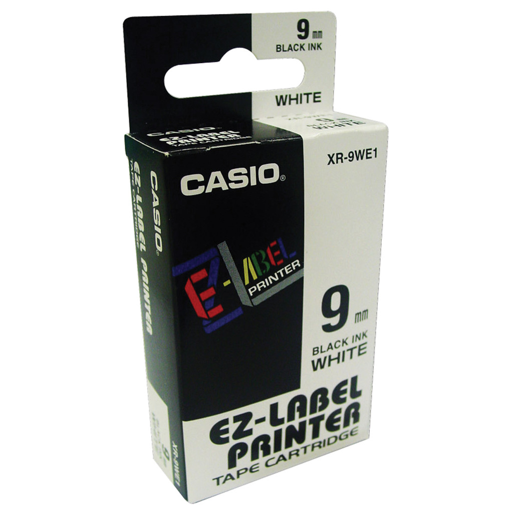 CASIO เทปพิมพ์อักษร WE1 พื้นขาว รุ่น XR-9 ขนาด 9 มม. x 8 เมตร