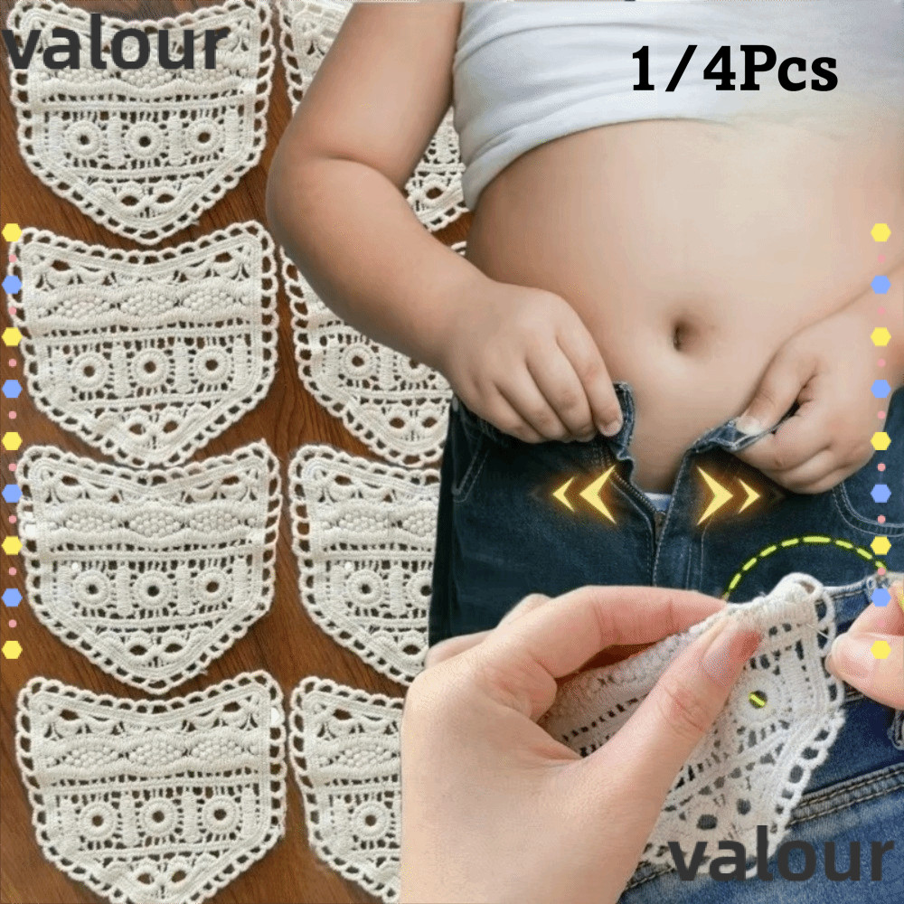 VALOUR 1/4 ชิ้นเอว Expanders,คลอดบุตรปรับกางเกงยีนส์เอว Expander,ผ้าฝ้าย Hollow Lacework เสื้อผ้าอุปกรณ์เสริม DIY เครื่องแต่งกายจักรเย็บผ้าเครื่องมือ