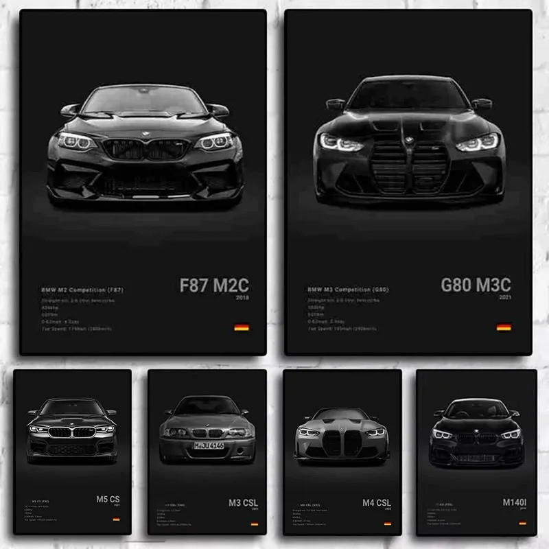 โมเดิร์น Pop Car Home Decor Wall Art โปสเตอร์ M3 M140 M5 M4 F87 M2C G80 M3C E30 F80 Room Wall Decor 