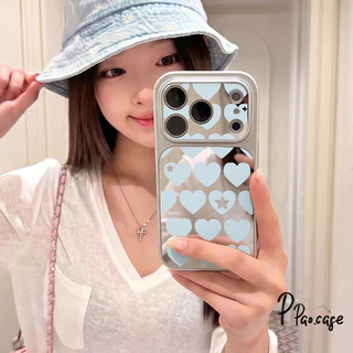 เคสไอโฟน 17เคสกระจก ลายหัวใจ สไตล์โรแมนติกกันกระแทก น่ารักสำหรับ IPhone 12 17 14 16 Air 15 11 13 Pro Max X XR 15 16 Plus