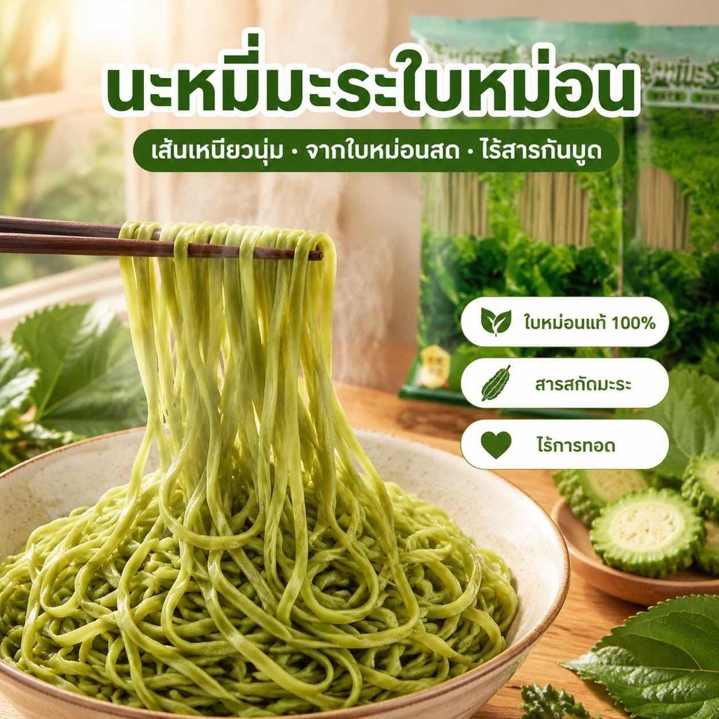 【ลดน้ำตาล】 บริการจัดส่งในพื้นที่ บะหมี่ใบหม่อน/เพื่อสุขภาพ/ลดน้ำตาล