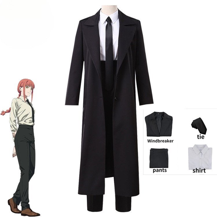 Anime Chainsaw คอสเพลย์เครื่องแต่งกาย Makima สีดํา Tie เสื้อกางเกงผู้หญิงชุดวิกผม Makima AYON