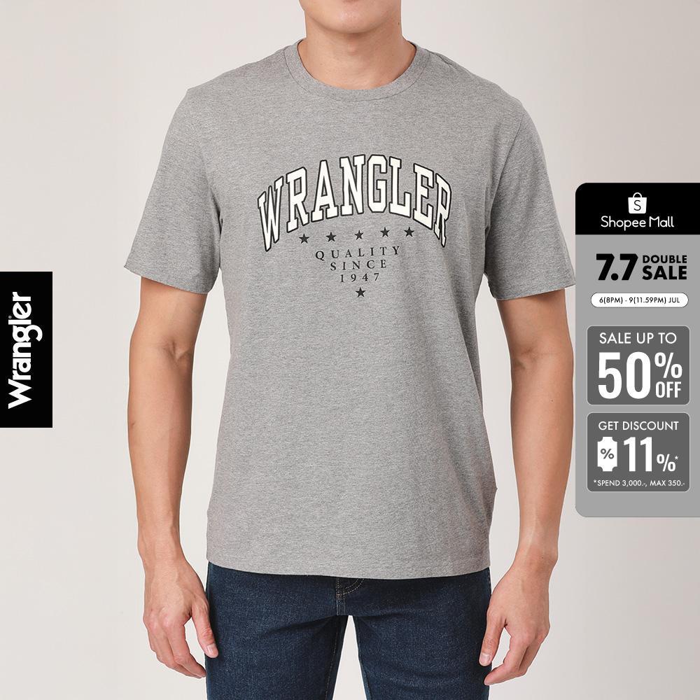 WRANGLER เสื้อยืดแขนสั้นผู้ชาย ทรง Regular รุ่น WR S126MTSSF19 สีเทา