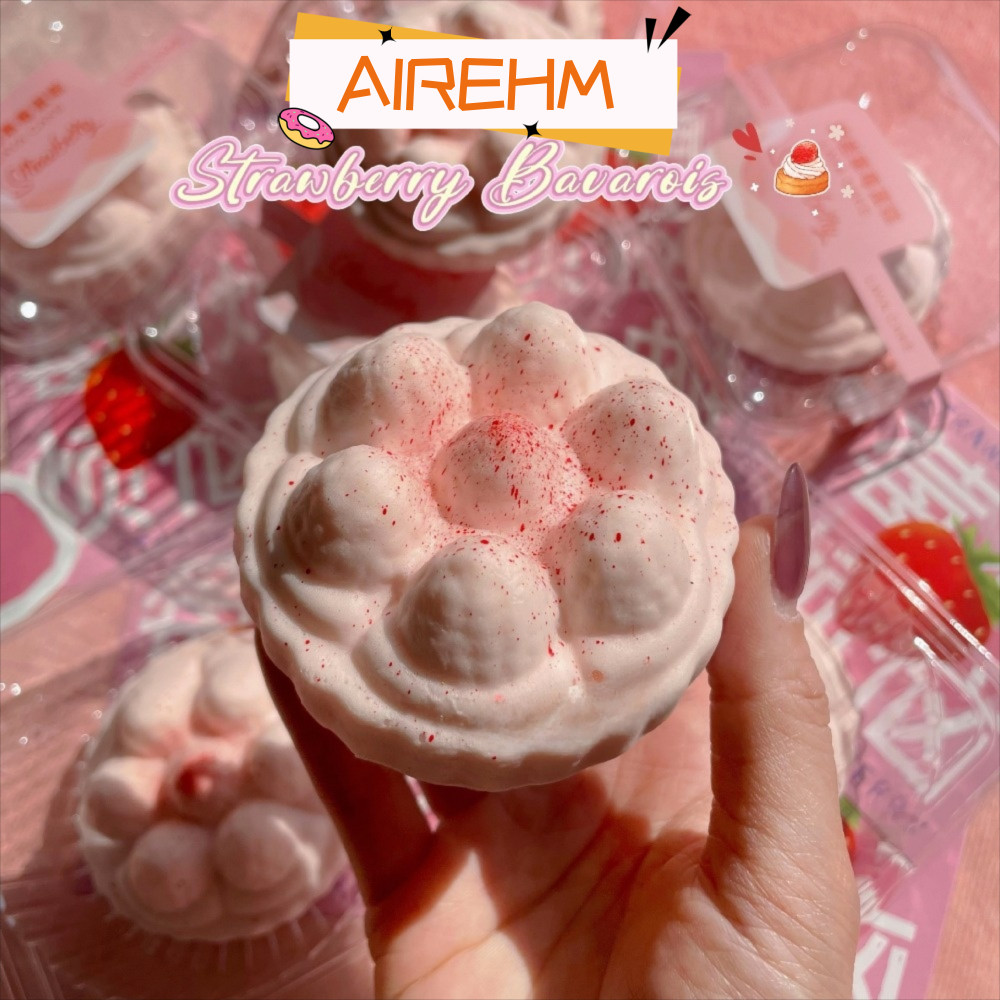 AIRE1HM สตรอเบอร์รี่บีบของเล่น, ขนมหวานจําลอง Snow Top Lava เค้ก Sensory Fidget ของเล่น, นุ่มช้า Rebound ความเครียดบรรเทาของเล่นของขวัญสําหรับเด็กผู้ใหญ่