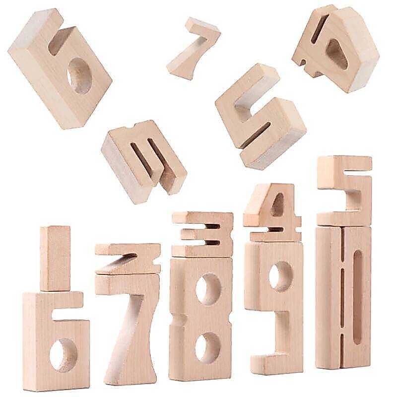 C 1-10 Wooden Digital Model Bloc Kids Eduion Numbers Stacking T Math Games Big Digital Bloc No Pain