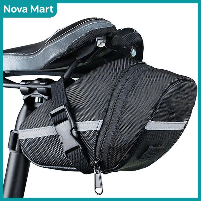 NOVA Mart กระเป๋าจักรยานไนล่อนกันน้ำกระเป๋าเก็บของเบาะหลังสำหรับจักรยานเสือภูเขาขี่จักรยานในสต็อก