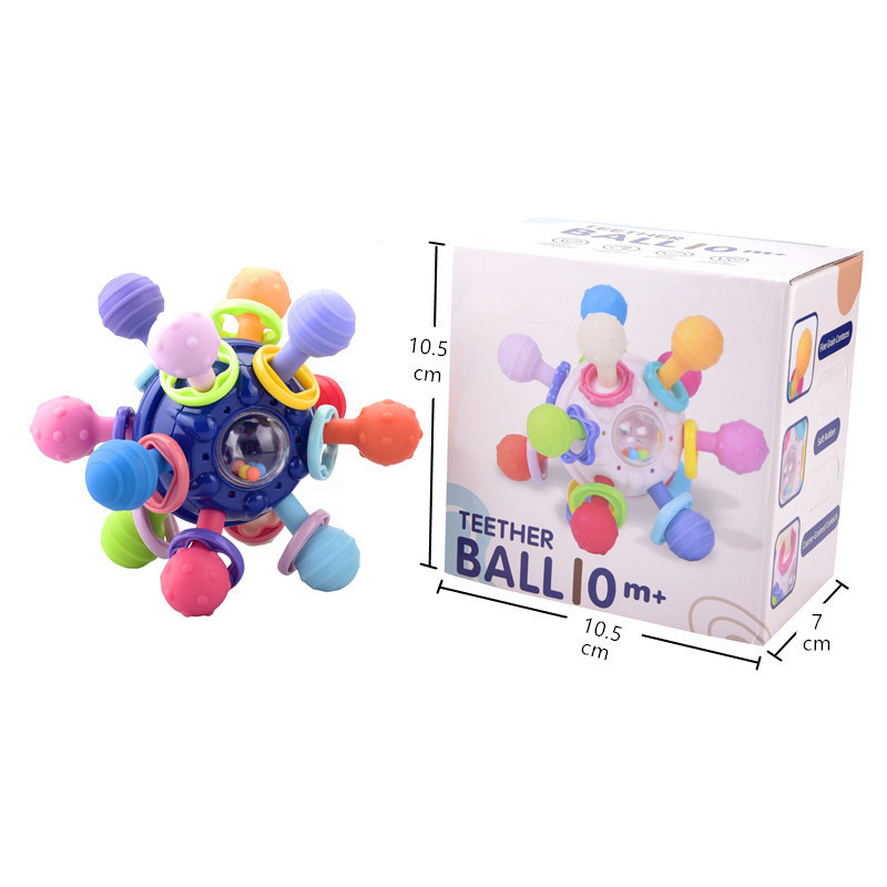 KidSpark Baby Rattle ของเล่น Manhattan Finger Ball Soft Gum Ball Atomic หมุน Molar Teether Gum Hand 