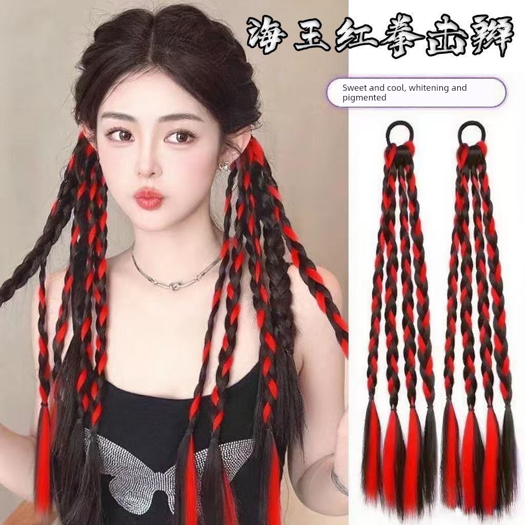 ไฮไลท์ผม ผมปลอม มวยผมปลอม Twist Braids วิกผม Braids Dopamine ไฮไลท์หางม้า Braids คอนเสิร์ตมวย Braids