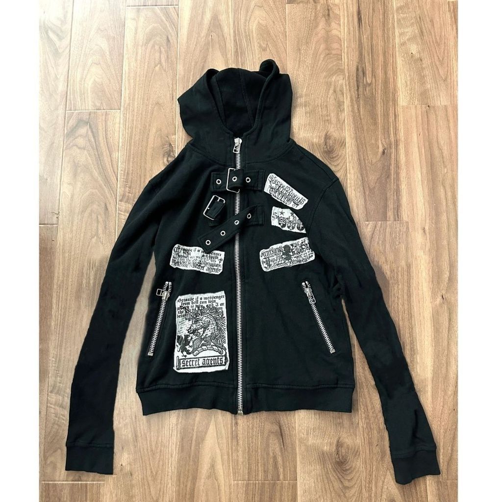 American Retro Unicorn Print Short Jacket Asian Culture y2k Street Punk Rock Zipper Top Jacket