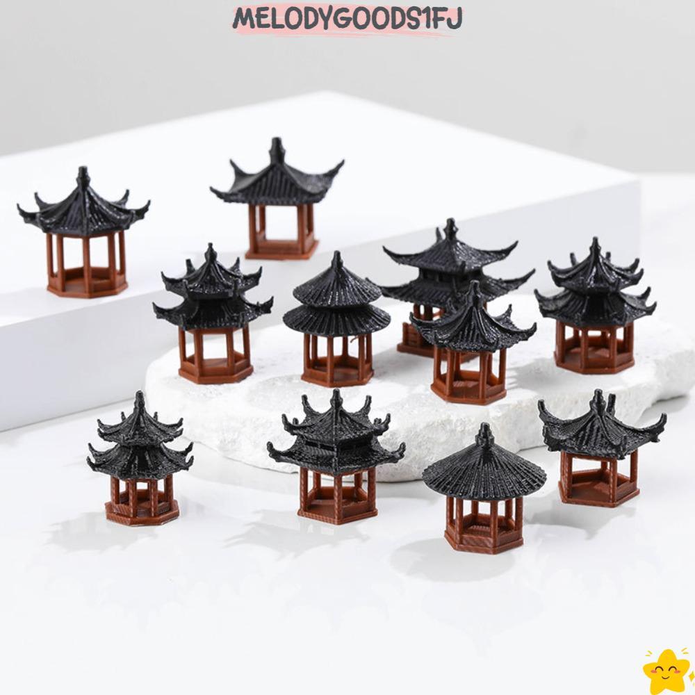 MELODYGOODS1FJ รูปปั้นเจดีย์ขนาดเล็ก,พลาสติกขนาดเล็กภูมิทัศน์ไมโครหกเหลี่ยม,ตกแต่งเจดีย์บอนไซตกแต่ง