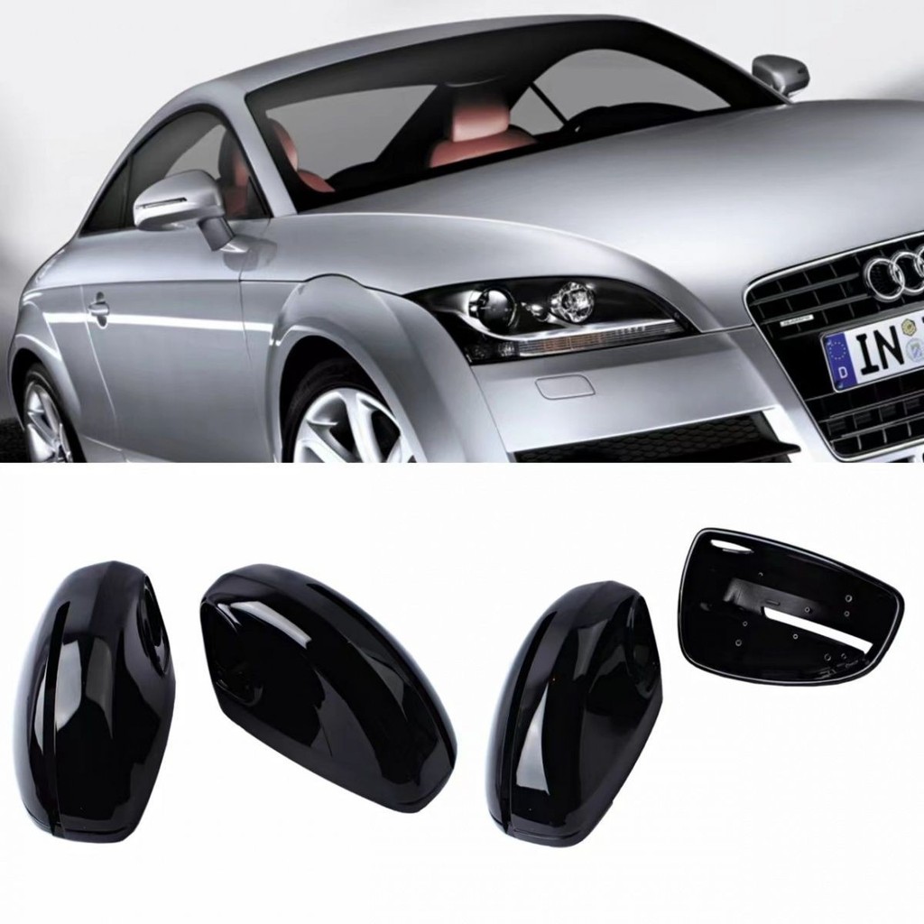 Audi 07-14 รุ่น Audi Audi TT/TTS/MK2/8J/TTRS/R8 ฝาครอบกระจกมองหลัง เคสกระจกสีดําสดใส