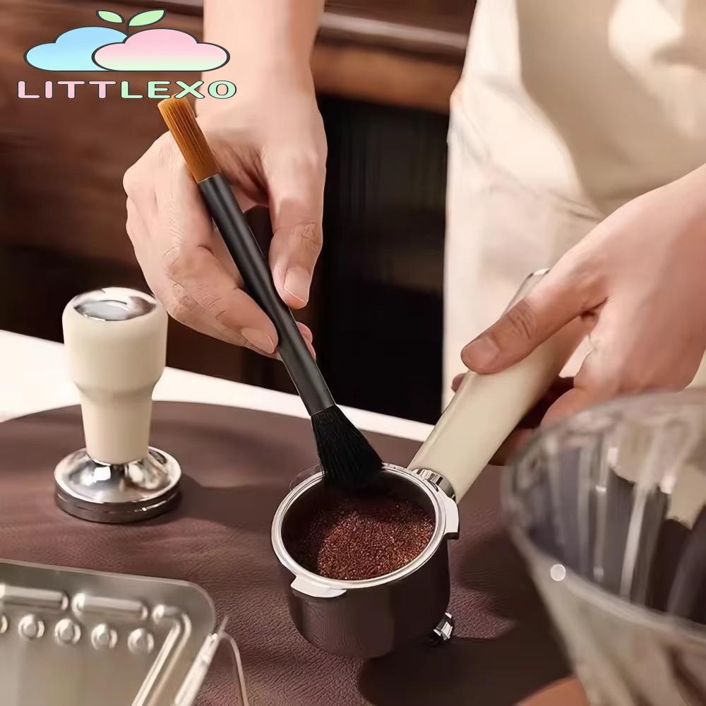 LITTLEX แปรงหม้อกาแฟ, ท่ออลูมิเนียมเครื่องบดขนนุ่มเครื่องมือทําความสะอาด, Retro Double-head Cafe Clean เครื่องมือสําหรับบาริสต้า