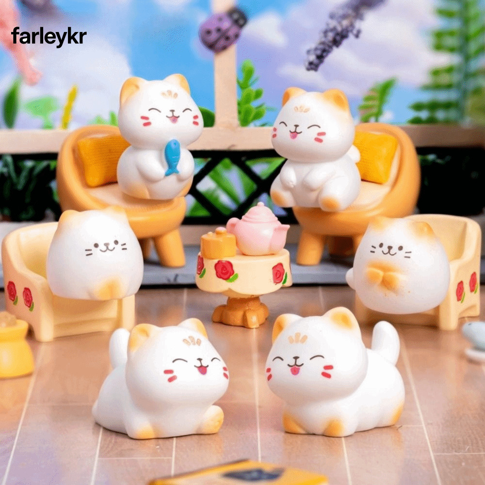 FARL Cat เดสก์ท็อปตกแต่ง,เรซิ่น DIY อุปกรณ์เสริมการ์ตูนแมว,น่ารัก Mini Miniature ตุ๊กตาตกแต่งบ้าน