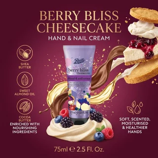 Boots Flavour Berry Bliss Cheesecake Hand And Nail Cream 75Ml บู๊ทส์ เฟเวอร์ เบอร์รี่ บลิส แฮนด์ แอนด์ เนล ครีม