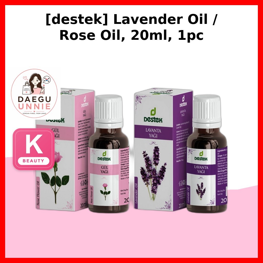 [destek] Lavender Oil & Rose Oil 20ml อย่างละ 1 / Lavender Oil ผลิตโดยเกาหลี / Aromatherapy
