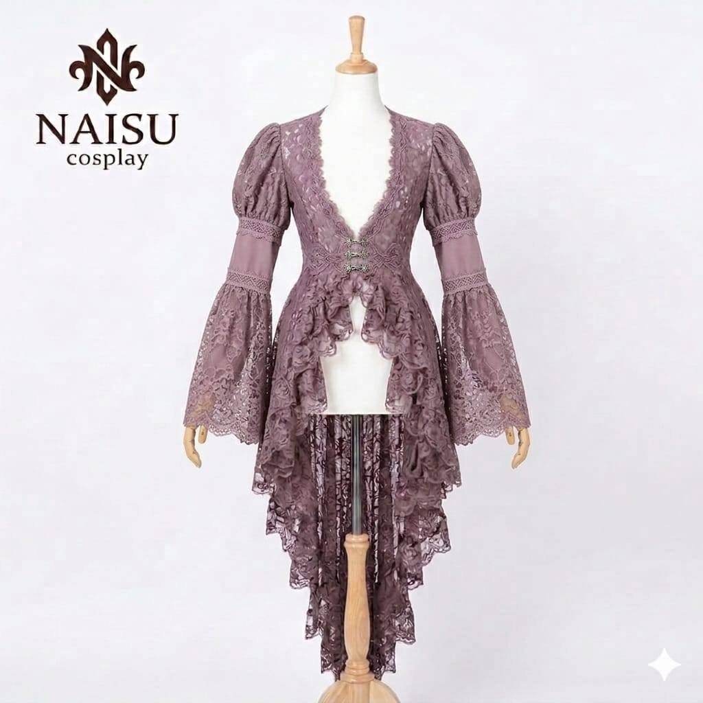 KEMEJA Naisu เสื้อเชิ้ตแขนยาวผู้หญิงเสื้อลูกไม้แขนพัฟ gothic MF939