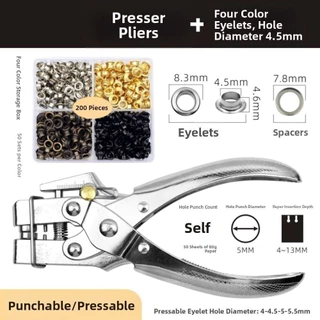 ชุดเครื่องมือเจาะตาไก่ พร้อม Grommets 100/200 ชิ้น ใช้กับหนังและวัสดุต่างๆ งานหนัก