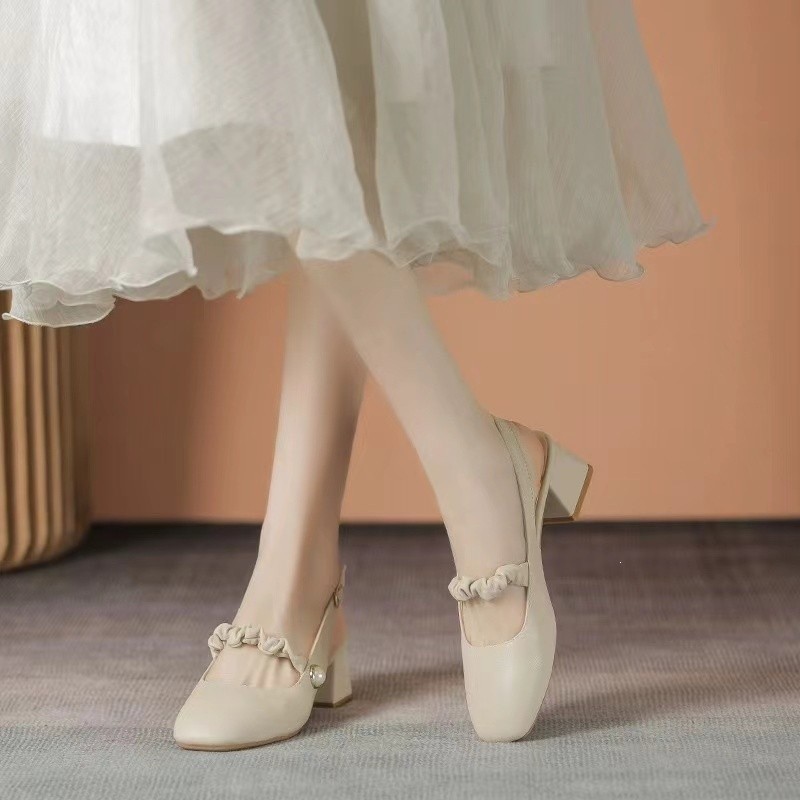 Chunky Heel Mary Jane Shoes Niche Design Mid-Heel French Evening Style Commuter Womens Shoes
