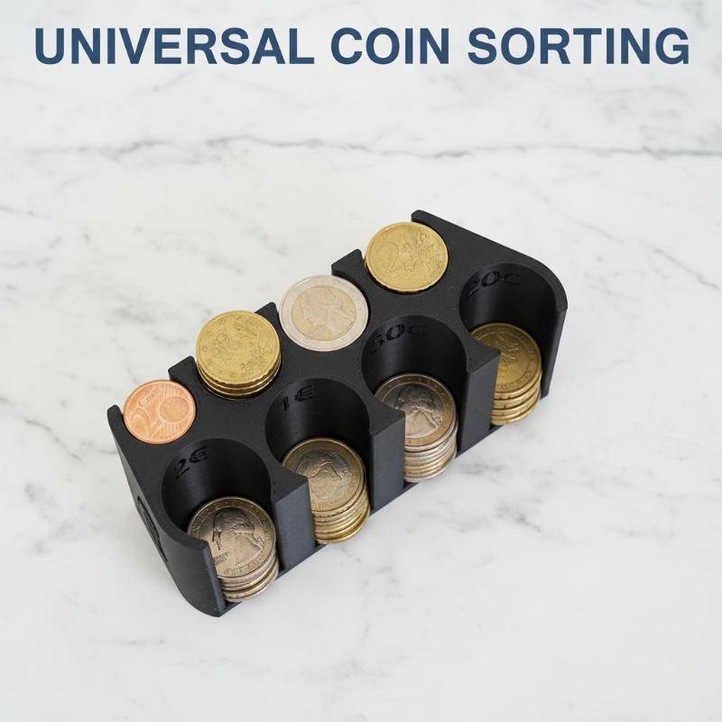 [Feel] Euro Coin Storage Holder 2 Euro 1 Euro 50 Cent Change Dispenser Box Easy Access Organizer for