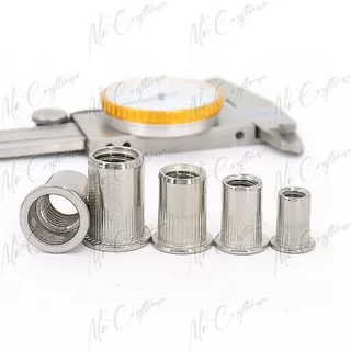 [10ตัว] รีเวทนัท สแตนเลส 304 หัวน็อตรีเวท คอลายหัวแบน M3-M12 Rivet Nut