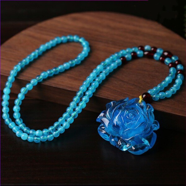 | 【สร้อยไปทะเล】 | ♛สไตล์ชาติพันธุ์ยาวสไตล์เลียนแบบขี้ผึ้ง Smurf เสื้อกันหนาว Creative All-Match สร้อ