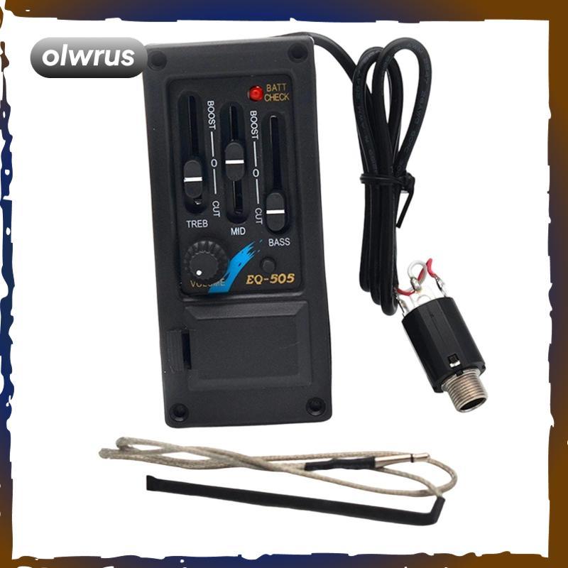 EQ Tuner Preamp Piezo Pickup ชุดแผงปรับระดับเสียงแบบปรับได้สําหรับกีตาร์โปร่ง
