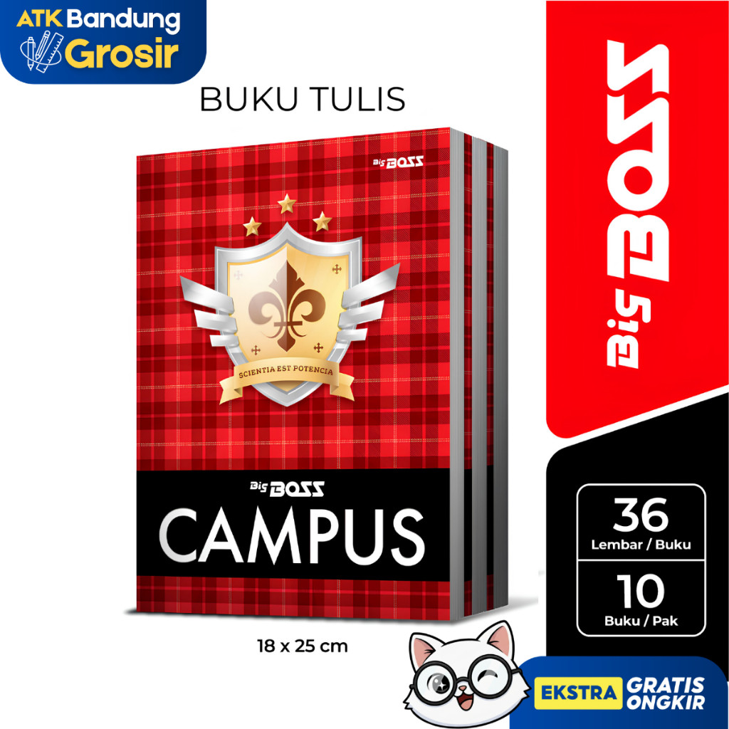 BIg Boss Campus Boxy Notebook B5 36 แผ่น Big Boss Long Book - ขายแพ็ค 10 ชิ้น - SHABG
