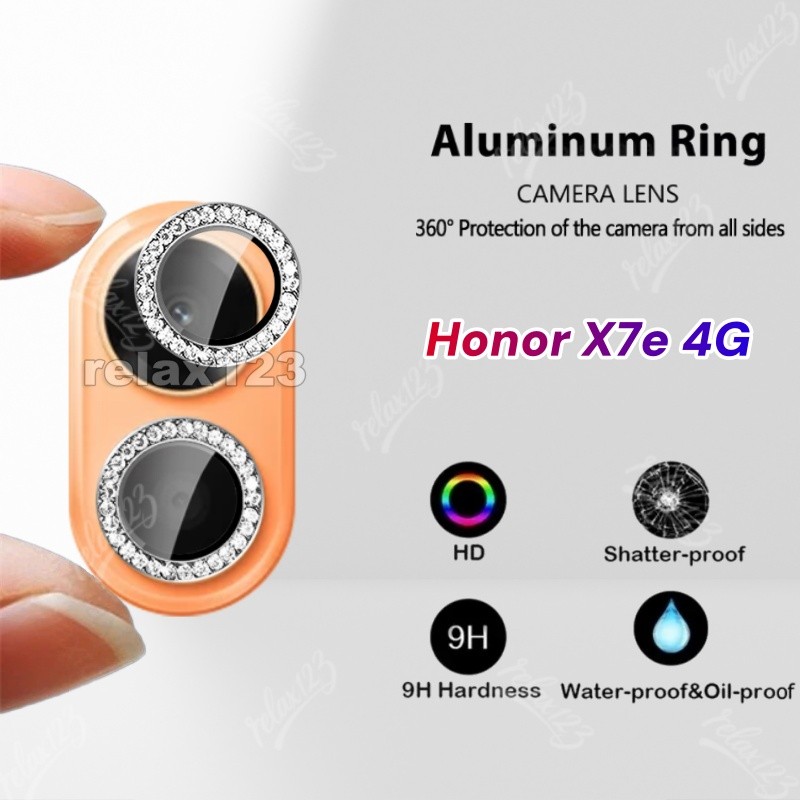 สําหรับ HONOR X7e 4G Max HD Glitter เพชรโลหะแหวนกล้องกระจกเลนส์สําหรับ Honor X7E HonorX7e HONOR X 7 
