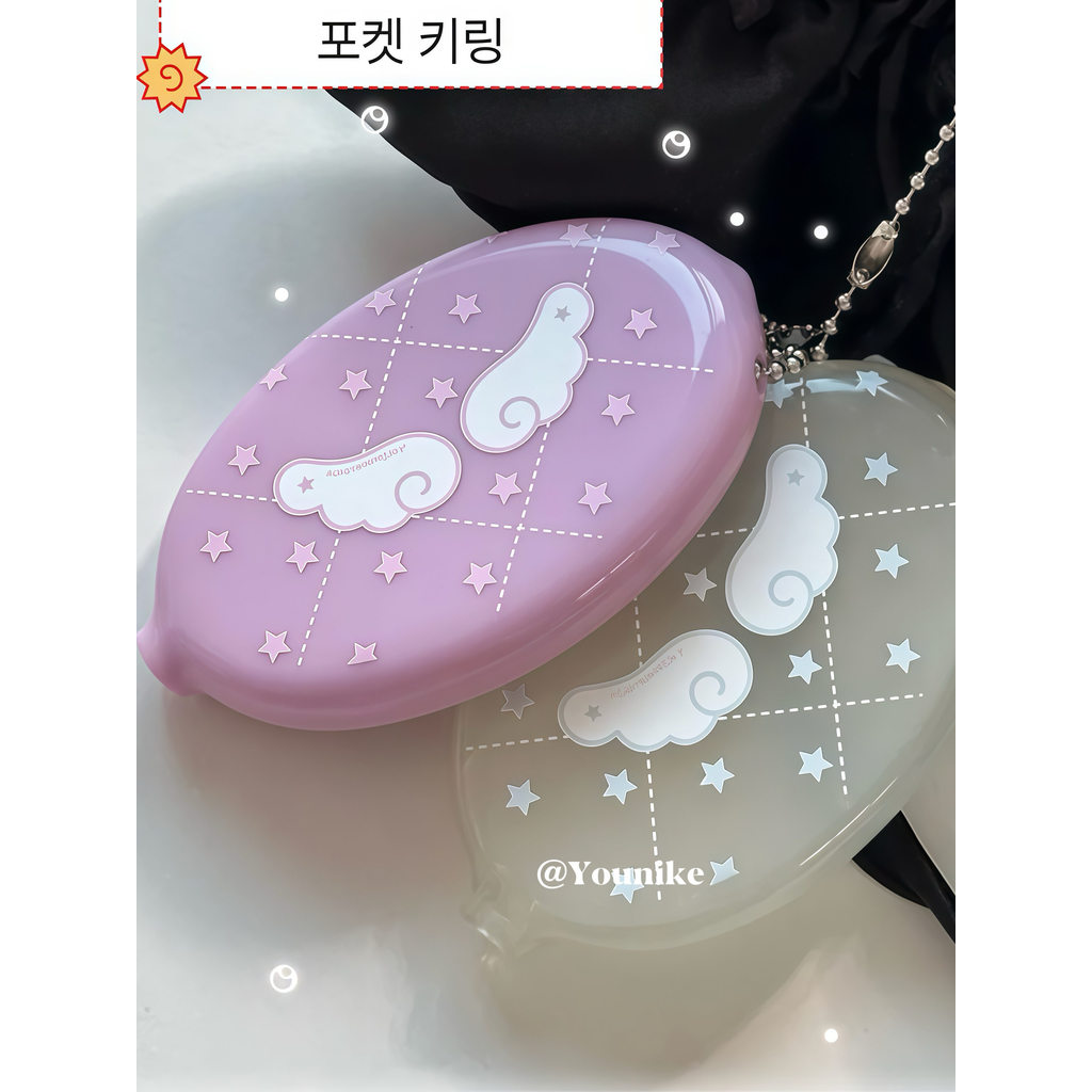 สาวเกาหลีหัวใจแองเจิลปีกดาวมินิกระเป๋าเงินเหรียญเหรียญกระเป๋าจี้สายหูฟังถุงเก็บจี้